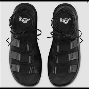 Dr Doc Martens Kristina Women’s US 8 Black Leather Gladiator Ankle Strap Sandals